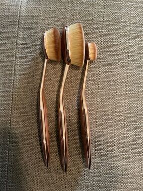 By Artis Rose Gold Oval Makeup Brush Set - 3 Piece
